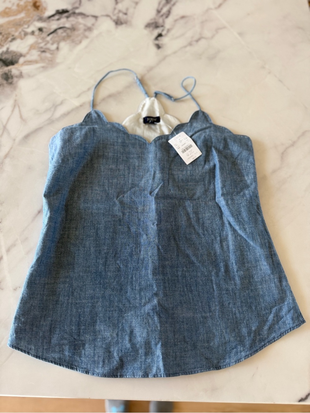 J. Crew Light Blue Scalloped Denim Cami